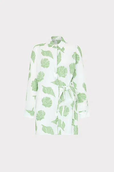 Milly Cabana Cleo Embroidered Cover-up Mini Dress In Green