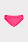 Milly Cabana Crochet Stitch Bikini Bottom In Pink/tan
