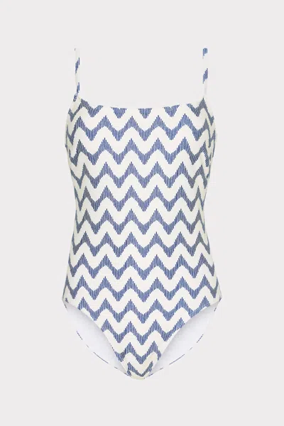 Milly Cabana Grace Barcelona Chevron One Piece In White/blue