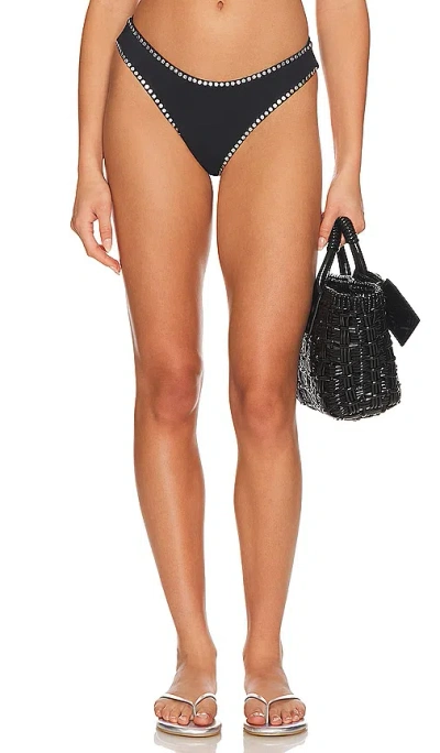 Milly Cabana Heat Set Bikini Bottom In Black