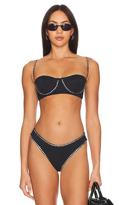 Milly Cabana Heat Set Bikini Top In Black