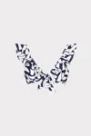 Milly Cabana Italian Graphic Brushstroke Ruffle Bikini Top In Navy/ecru
