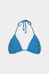 Milly Cabana  Jacquard String Bikini Top In Blue