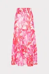 Milly Cabana Jem Under The Sea Tiered Chiffon Skirt In Pink