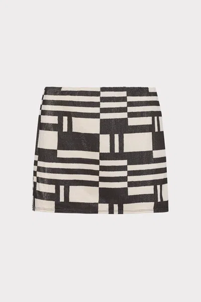 Milly Cabana Jessie Barcelona Shimmer Puzzle Swim Skirt In Ecru/black