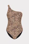 Milly Cabana Leopard One Shoulder One Piece In Multicolor