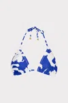 Milly Cabana Lily Silhouette Triangle Bikini Top In Blue/ecru