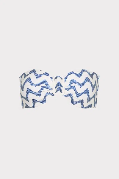 Milly Cabana Margot Barcelona Chevron Bandeau Top In White/blue