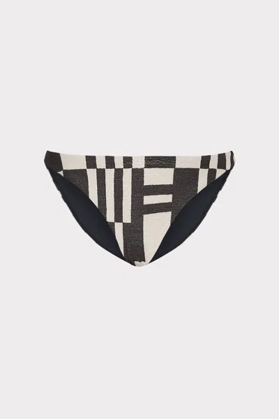 Milly Cabana Margot Barcelona Shimmer Puzzle Bikini Bottom In Ecru/black