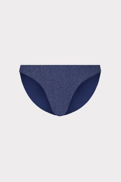 Milly Cabana  Margot Chevron Bikini Bottom In Navy Silver
