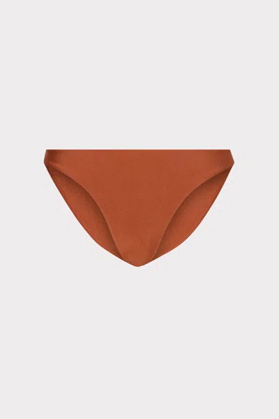 Milly Cabana Margot Gloss Bikini Bottom In Copper