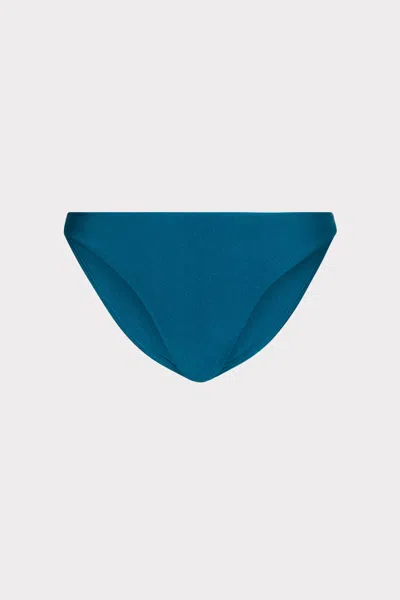 Milly Cabana Margot Gloss Bikini Bottom In Dark Teal