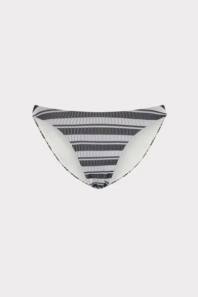 Milly Cabana Margot Stripe Bikini Bottom In Black/white