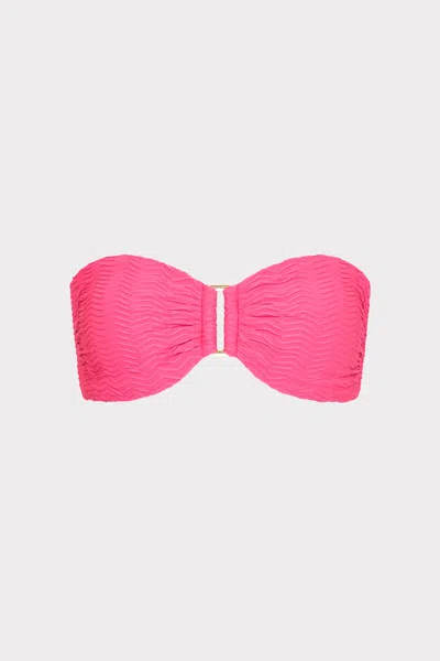Milly Cabana Margot Textured Chevron Bandeau Top In Fuchsia