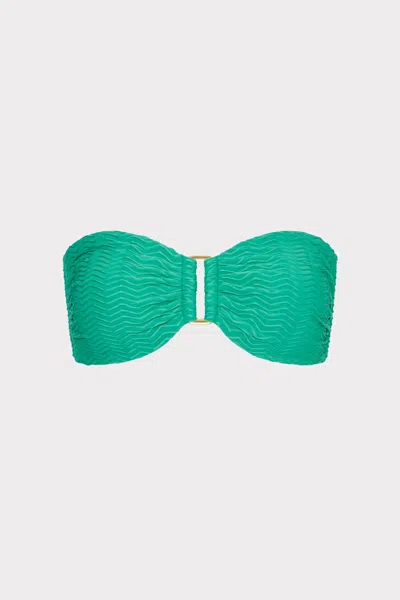 Milly Cabana Margot Textured Chevron Bandeau Top In Green