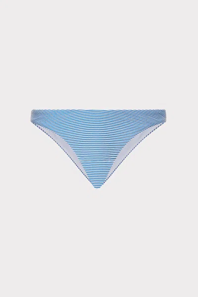 Milly Cabana  Margot Textured Stripe Bikini Bottom In Navy/white