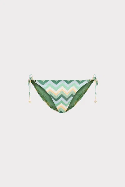 Milly Cabana Metallic Chevron Bikini Bottom In Green