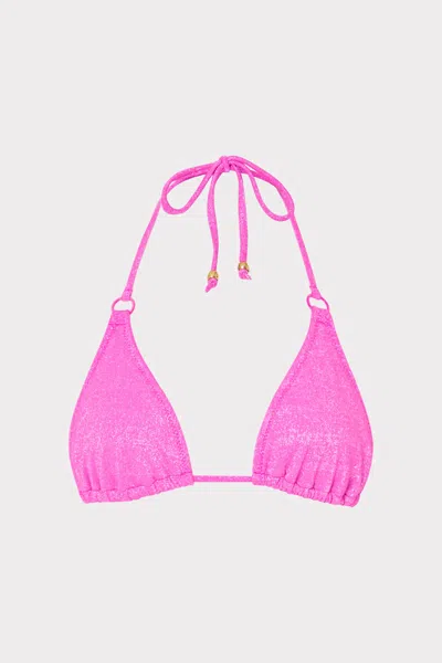 Milly Cabana  Metallic Ring Triangle Bikini Top In Fuchsia/silver