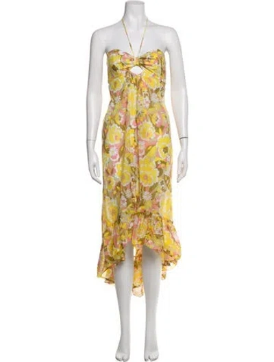 Pre-owned Milly Cabana Midi Length Dress In Yellow