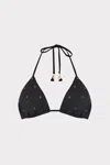 Milly Cabana  Millie Diamond Heat Set Triangle Bikini Top In Black