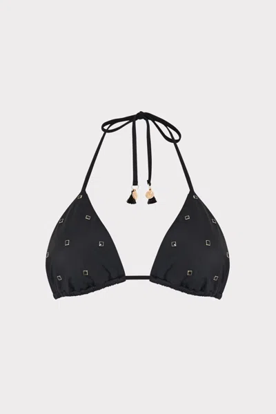 Milly Cabana  Millie Diamond Heat Set Triangle Bikini Top In Black