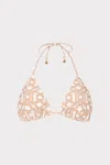 Milly Cabana Nautical Chain Triangle Bikini Top In Tan/white