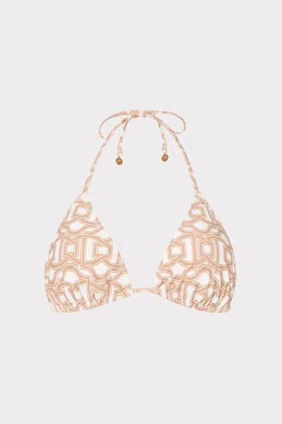 Milly Cabana Nautical Chain Triangle Bikini Top In Tan/white