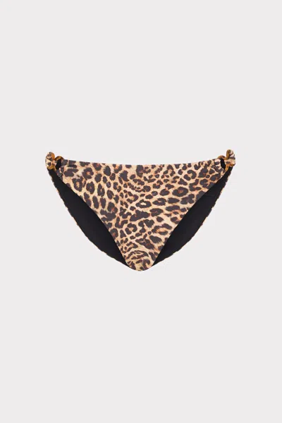 Milly Cabana Niki Leopard O-ring Bikini Bottom In Multicolor