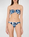 MILLY CABANA OCEAN PUZZLE RUCHED-SIDE BIKINI BOTTOMS