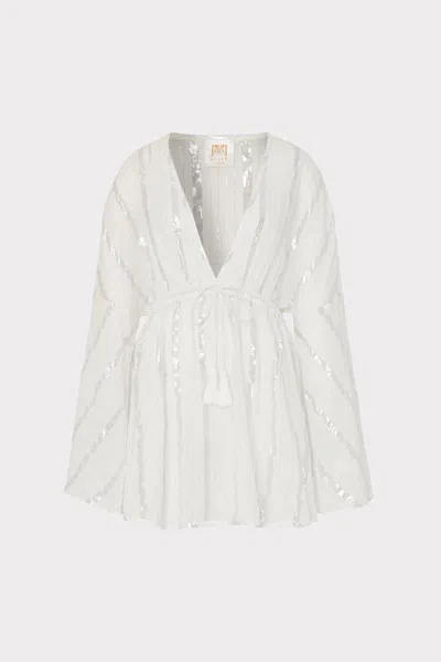 Milly Cabana  Olympia Lurex Stripe Coverup Dress In White