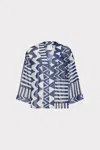 Milly Patchwork Chevron Top In Blue/white