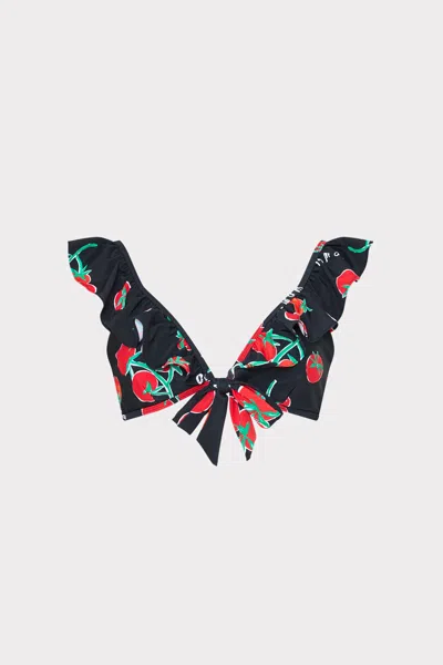Milly Cabana Pomodoro Ruffle Bikini Top In Black