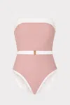 Milly Cabana Ravello Strapless Color Block One Piece In Beige/white
