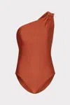 Milly Cabana Sam Gloss One Shoulder One Piece In Copper