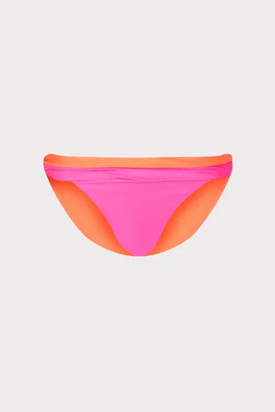 Milly Cabana Scala Reversible Bikini Bottom In Pink/orange