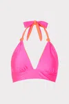 Milly Cabana Scala Reversible Bikini Top In Pink/orange