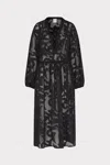 Milly Cabana Scroll Burnout Maxi Cover-up Dress In Black
