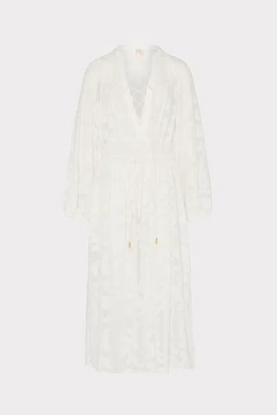 Milly Cabana Scroll Burnout Maxi Cover-up Dress In White