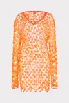 Milly Cabana Sequin Crochet Mini Dress In Coral
