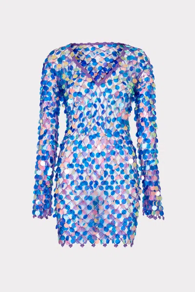 Milly Cabana  Sequin Crochet Mini Dress In Purple