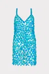 Milly Cabana  Sequin Crochet Mini Sleeveless Dress In Blue