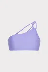 Milly Cabana Shimmer Texture One Shoulder Bandeau Top In Purple