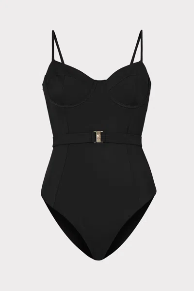 Milly Cabana  Solid Belted One Piece In Black