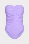 Milly Cabana Solid Ruched One Piece In Lilac