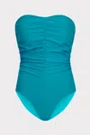 Milly Cabana Solid Ruched One Piece In Sea Foam Green