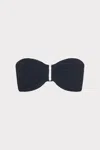 Milly Cabana Solid Texture V-wire Bandeau Top In Black