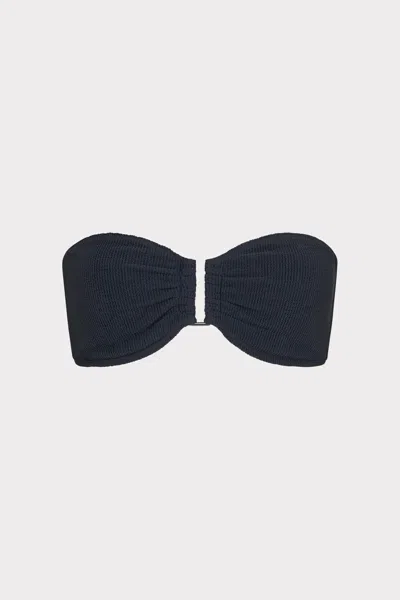 Milly Cabana Solid Texture V-wire Bandeau Top In Black