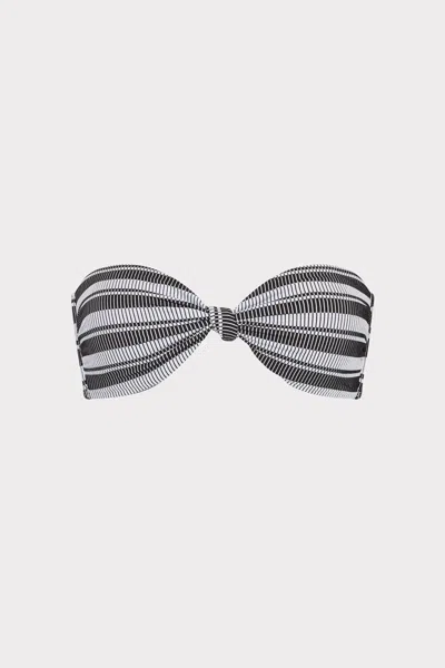 Milly Cabana Stripe Knot Bandeau Bikini Top In Black/white