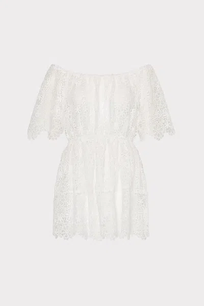 Milly Cabana Swirl Lace Cover-up Mini Dress In White
