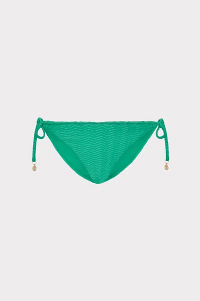 Milly Cabana Textured Chevron String Bikini Bottom In Green